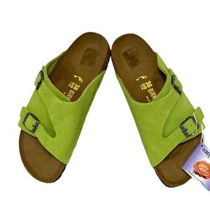 🆕Birkenstock Zurich Green Suede Slipon Comfort Sandals 38/7